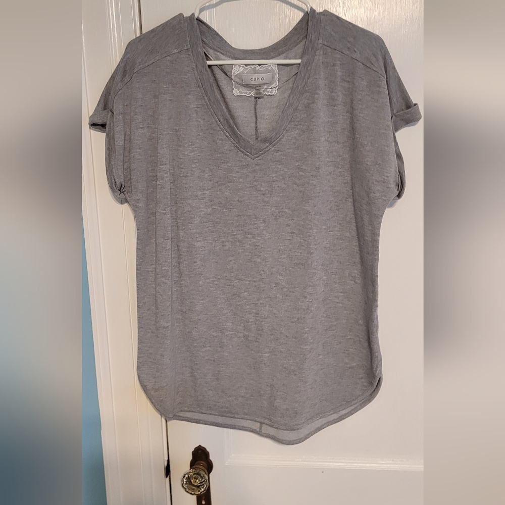 Cupio Light Sweatshirt Material Grey Long Short-Sleeve Top, Sz L